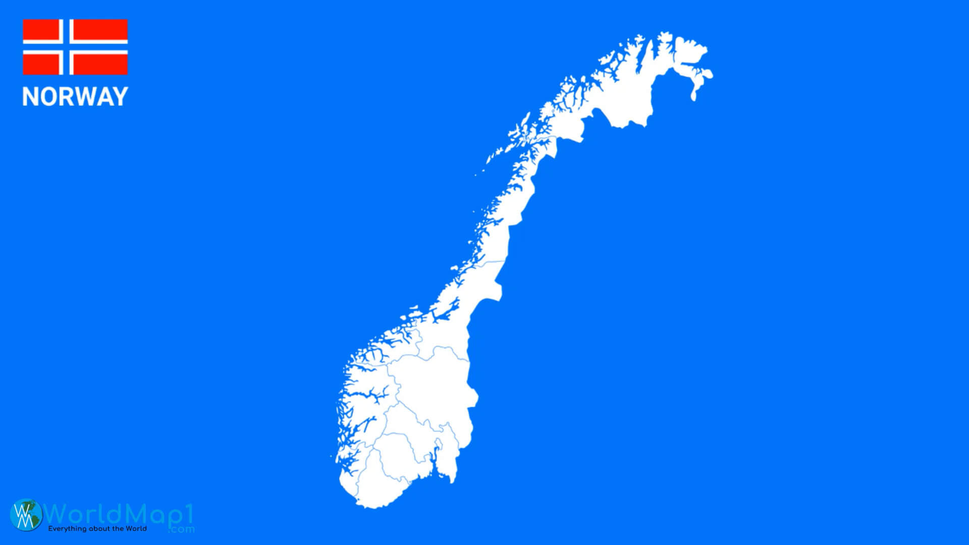 Norway Blank Map with National Flag